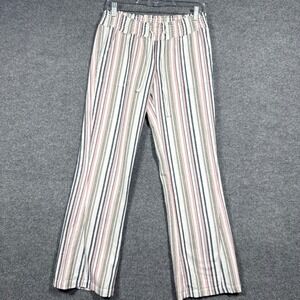 ROXY Pants Womens Medium Oceanside Striped Flared Leg Drawstring Elastic Waist